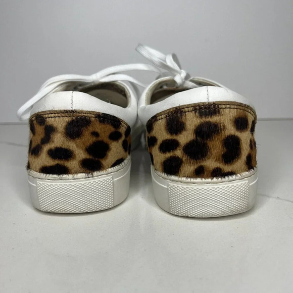 J. Crew Leopard Sneakers White Animal Print Women’s Size 8 Fur - Picture 4 of 12